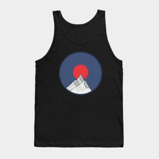 Frozen mountain with red sun Tank Top